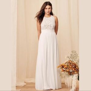 NWT Forever and Always White Lace Maxi Dress Size L